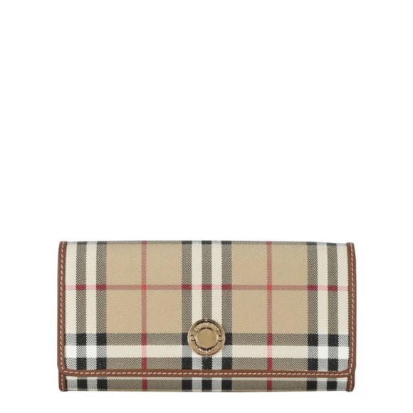 Burberry Checked Calfskin Leather Wallet With Gold-Tone Hardware - NWT - Picture 1 of 3